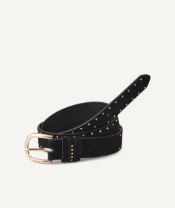 La ceinture noire avec pois couleur dorée - TU