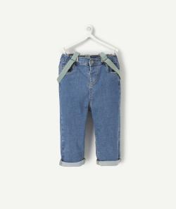 Jean bébé garçon en denim low impact avec bretelles amovibles - 3 M
