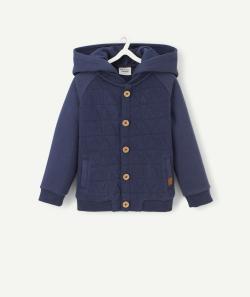 Gilet matelassé bleu marine bébé garçon avec capuche amovible - 3 M