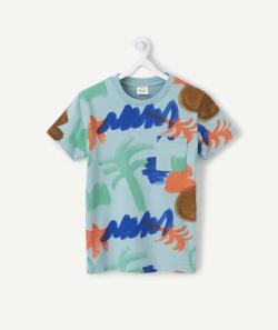 T-shirt garçon en coton bio vert avec formes colorées - 8 A