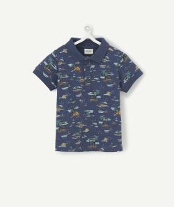 Le polo bleu marine imprimé vacances en coton - 9 M