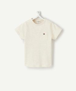T-shirt bébé garçon en coton écru chiné avec poche - 3 M