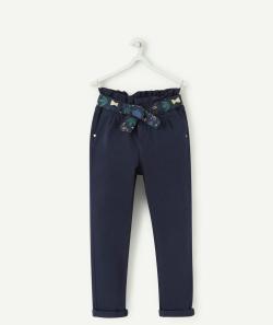 Pantalon coupe carotte fille en denim bleu marine - 7 A