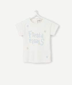 T-shirt bébé fille en coton biologique blanc avec message brodé - 6 M