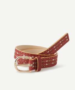 Ceinture fille prune en fibres recyclées aux détails brodés - 60-65