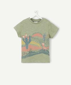 T-shirt vert en coton bio motifs nature bébé garçon - 3 M