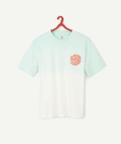 Le t-shirt vert et blanc en coton biologique avec message floqué - M