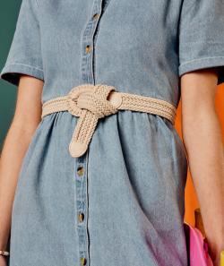 La ceinture tressée écrue avec boucle ronde - TU