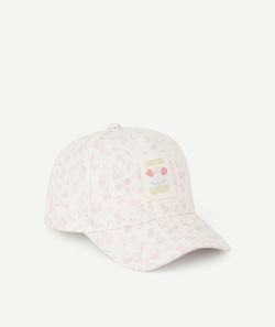 Casquette fille en coton écrue et imprimée fleurie - 12-14 A