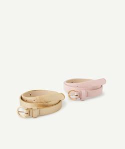 Lot de 2 ceintures fille rose et couleur dorée - 50-55