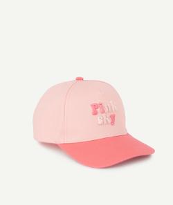 Casquette fille en coton rose avec message brodé - 2-3 A