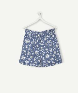 Short droit fille bleu marine imprimé fleuri - 8 A