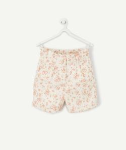 Bermuda droit blanc fluide imprimé fleuri fille - 7 A