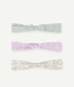 Le lot de 3 bandeaux avec broderie anglaise unis et fleuri - 12-36M
