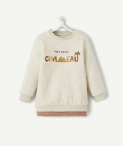 Sweat bébé garçon en fibres recyclées écru chiné - 12 M