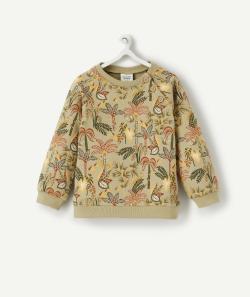 Sweat bébé garçon en coton biologique vert imprimé tropical - 9 M
