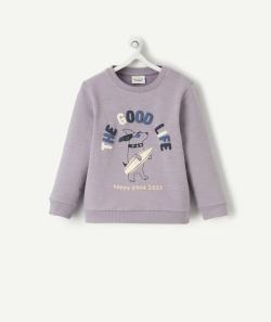 Sweat garçon en coton biologique parme avec message et chien - 18 M