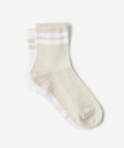 Le lot de 2 chaussettes hautes blanches et couleur dorée - 39-41