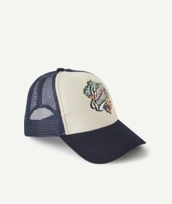 La casquette bleu marine et beige avec filet et flocage palmiers - TU