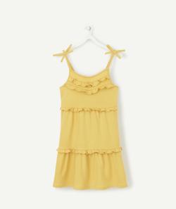 La robe jaune volantée à bretelles en coton biologique - 8 A