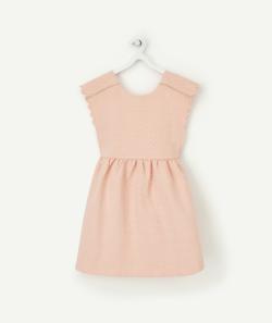 Robe fille rose avec fronces et pois couleur dorée - 8 A