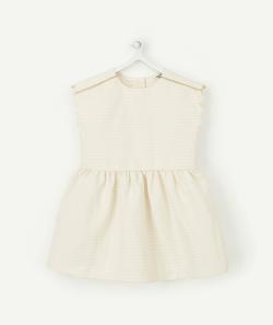Robe bébé fille écrue avec fronces et poids couleur dorée - 36 M