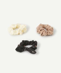 Lot de 3 chouchous fille uni, imprimé et brillant - TU