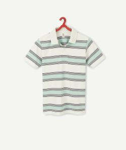 Polo rayé tricolore en coton bio garçon - M