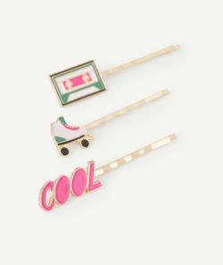 Lot de 3 barrettes plates fille couleur dorée - TU