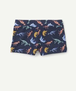 Boxer de bain garçon en fibres recyclées bleu marine imprimé dino - 3 A