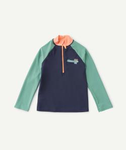 T-shirt anti uv garçon en fibres recyclées bleu marine et vert - 2 A