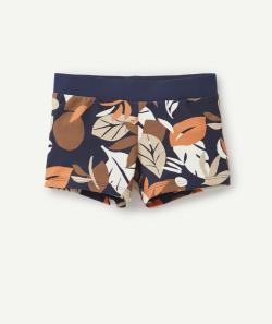 Boxer de bain garçon en fibres recyclées marine imprimé feuillage - 8 A