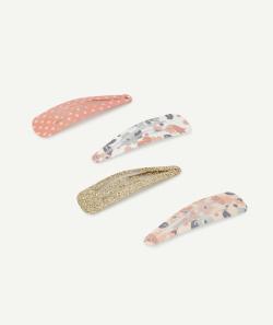 Lot de 4 barrettes filles pailletées et fleuries - TU
