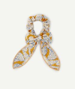 Chouchou foulard fille en coton orange et bleu - TU