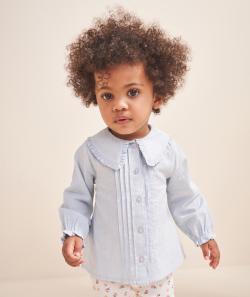 Blouse bébé fille avec col claudine et liserés pailletés - 23 M