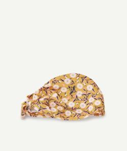Turban de bain bébé fille en fibres recyclées jaune imprimé fleuri - 3-6 M