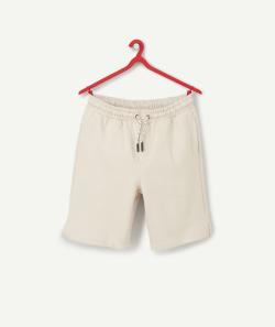 Bermuda garçon en fibres recyclées gris clair avec message - S