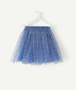 Jupe bleue en tulle fleurie fille - 4 A