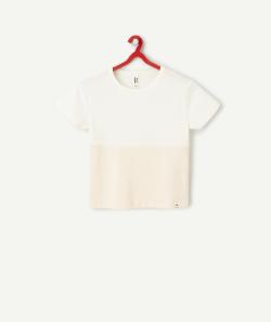 T-shirt à manches courtes fille en fibres recyclées blanc et rose pâle - M