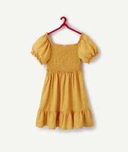 Robe jaune fille en viscose responsable imprimé fleuri - XXS