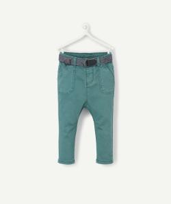Pantalon droit vert bébé garçon avec ceinture et poches - 18 M