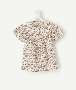 Blouse blanche fleurie manches courtes fille - 2 A