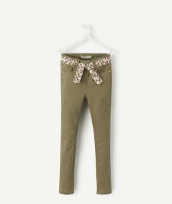 Louise le jean skinny fille vert avec ceinture fleurie - 5 A