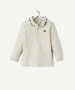 Polo gris en coton piqué avec message brodé bébé garçon - 23 M