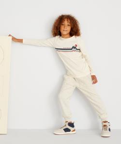 T-shirt écru à manches longues en coton bio garçon - 14 A