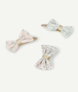 Le lot de 3 barettes couleur dorée avec noeuds fleuris - TU