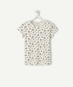 Le t-shirt blanc côtelé fleuri en coton biologique - 14 A