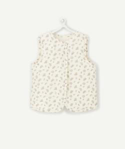Veste réversible bébé fille écrue et fleurie en rembourrage recyclé - 3 M