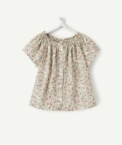La blouse blanche fleurie en coton - 18 M