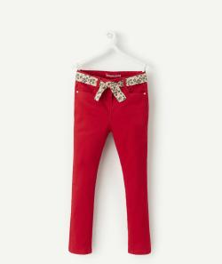 Louise le jean skinny fille rouge avec ceinture fleurie taille + - 6+